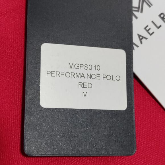 Maelreg Performance Golf Polo Men's MEDIUM Red Wicking UPF30+ Stretch NEW - Picture 4 of 12